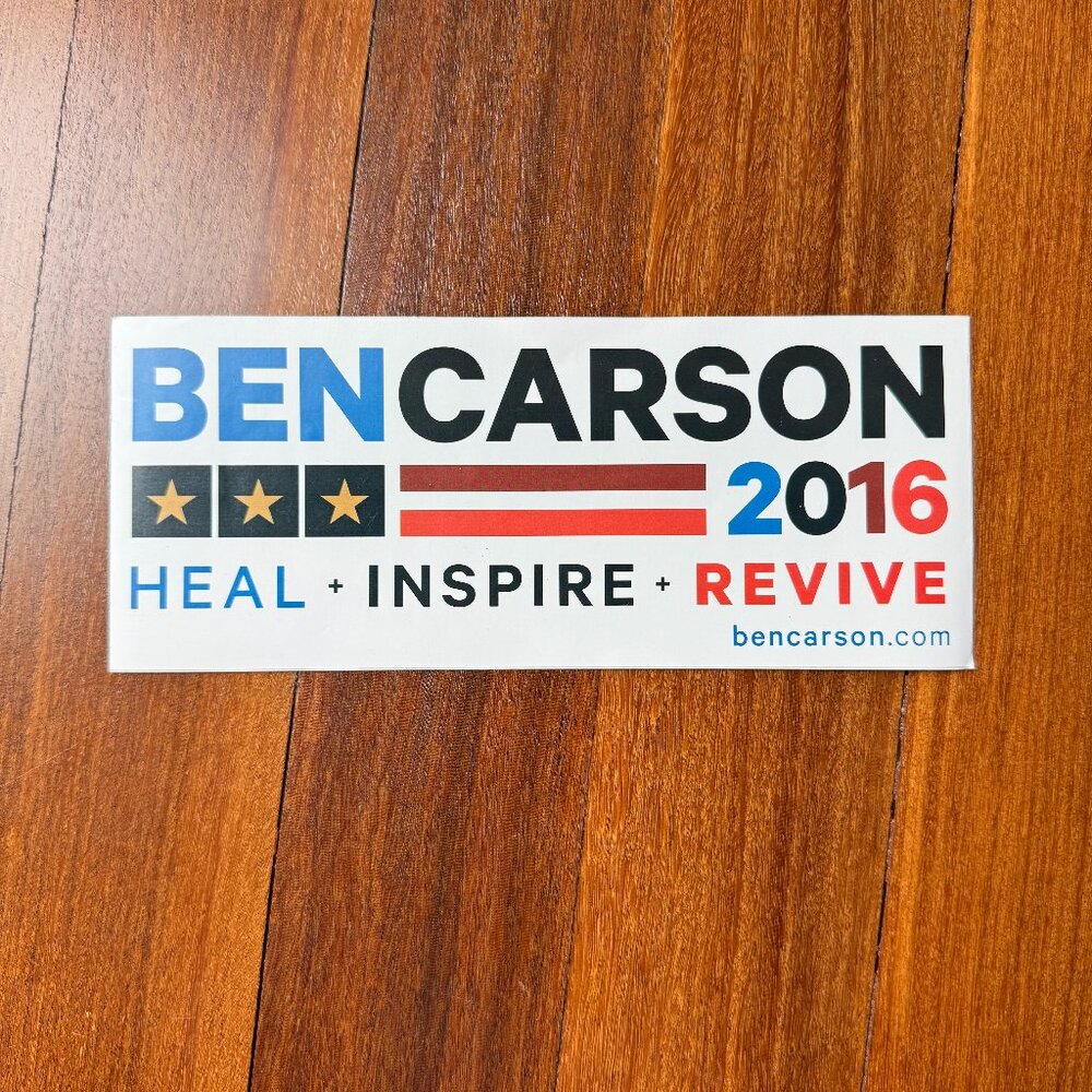 NEW Ben Carson 2016 Presidential Bumper Sticker